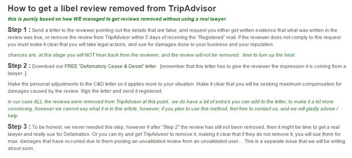 Peligros de amenazar a clientes para que borren comentarios en TripAdvisor